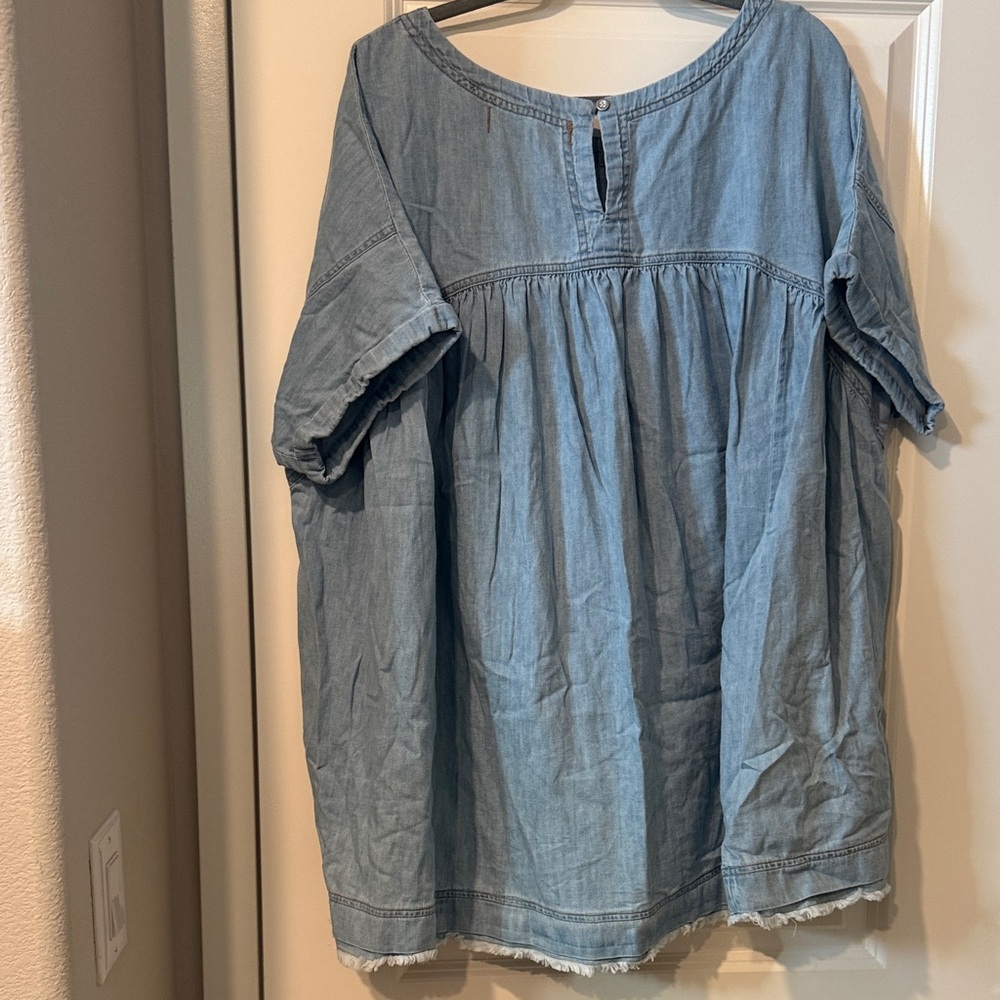 Free People Sky Blue Denim Blouse - Picture 5 of 6